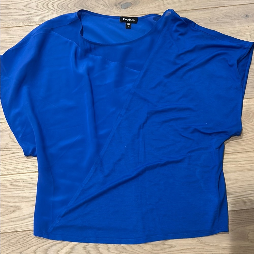 Bebe Blue Dolman Sleeve Blouse Relaxed Fit